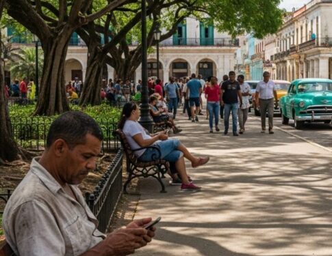foto IA creada con Gemini, cubano navegando por internet cuba etecsa netguard datos moviles